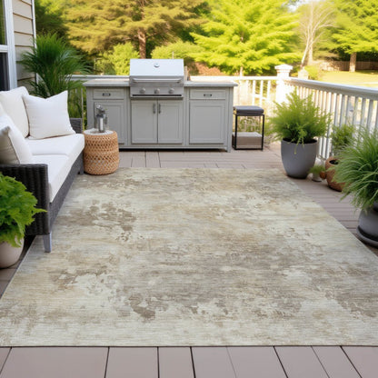 Machine Washable Indoor/Outdoor Chantille ACN2073 Tan 10' x 14' Rug