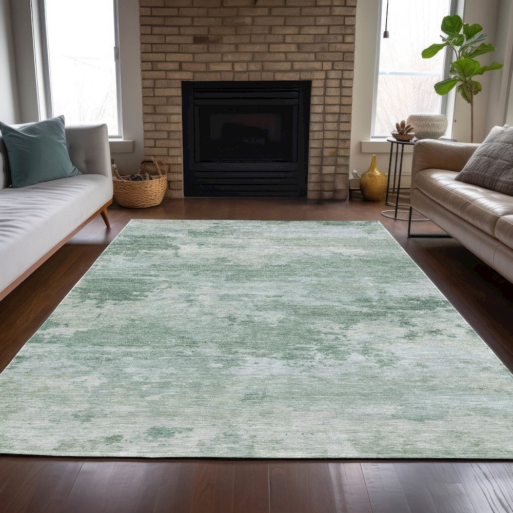 Machine Washable Indoor/Outdoor Chantille ACN2075 Mint 10' x 14' Rug