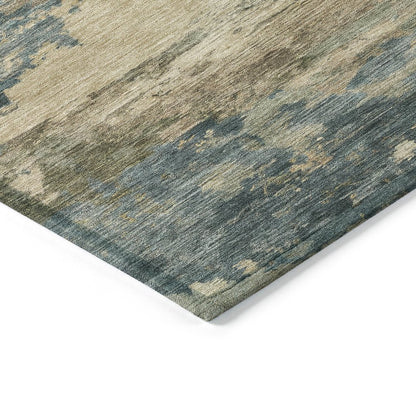 Machine Washable Indoor/Outdoor Chantille ACN2075 Teal 8' x 8' Round Rug