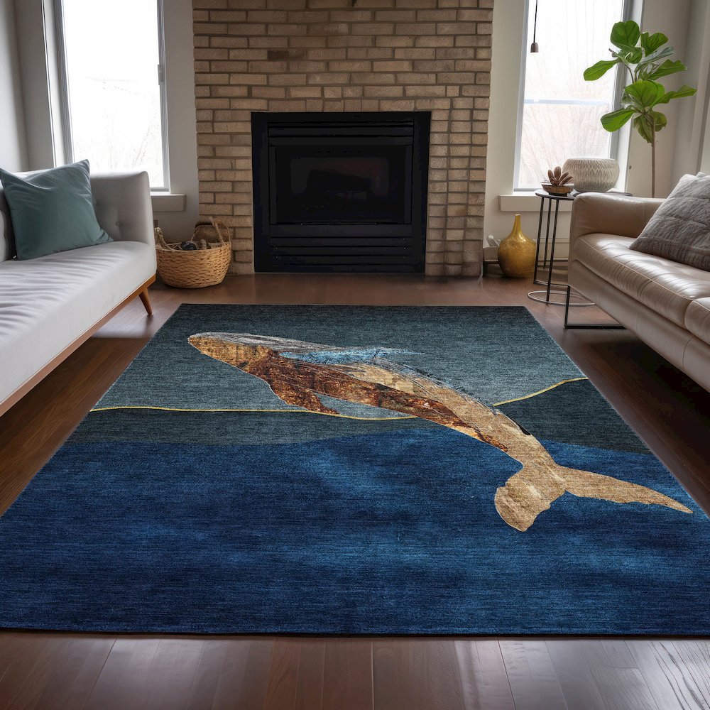 Machine Washable Indoor/Outdoor Chantille ACN2078 Blue 10' x 14' Rug