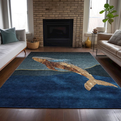 Machine Washable Indoor/Outdoor Chantille ACN2078 Blue 10' x 14' Rug