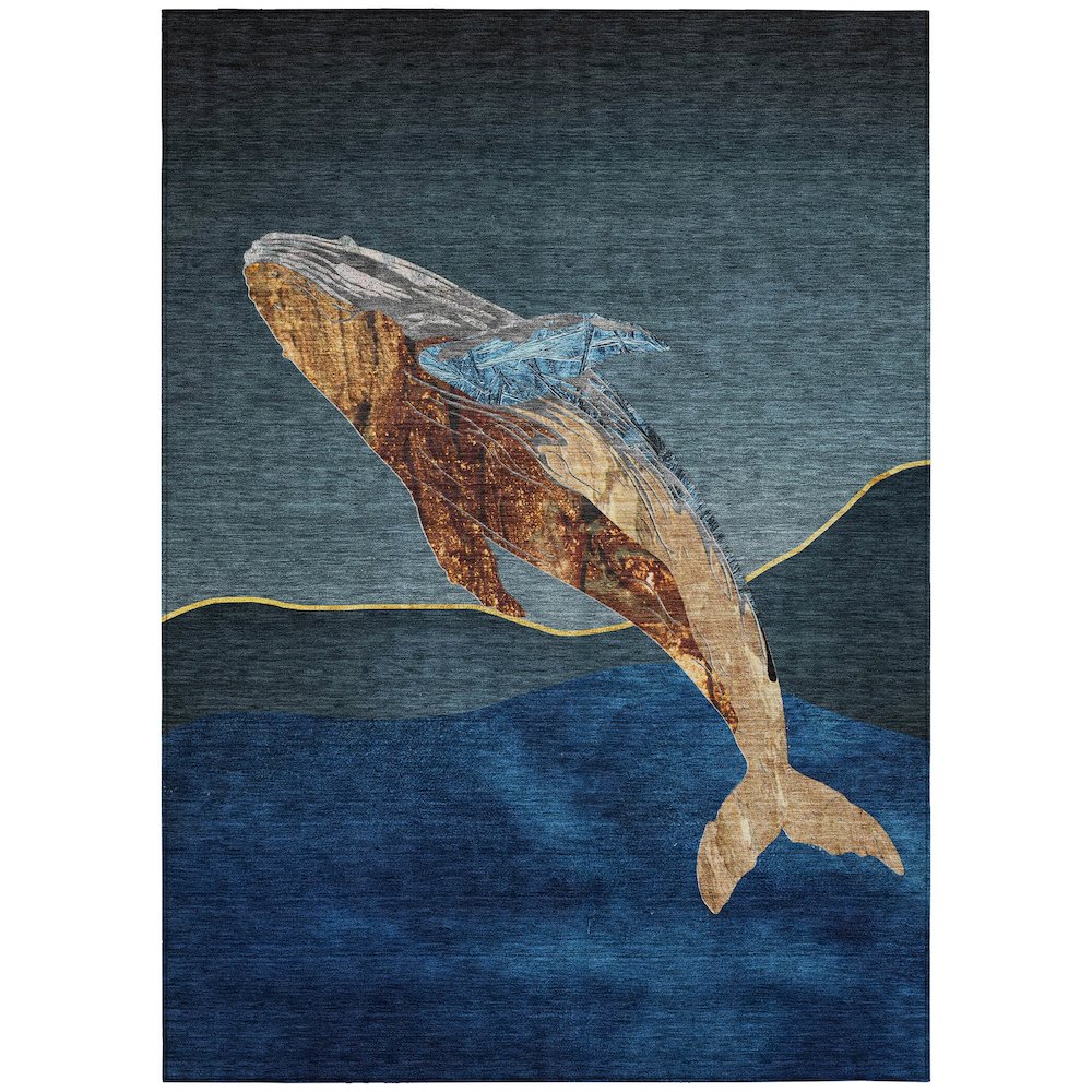 Machine Washable Indoor/Outdoor Chantille ACN2078 Blue 10' x 14' Rug