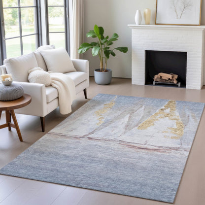 Machine Washable Indoor/Outdoor Chantille ACN2084 Blue 10' x 14' Rug