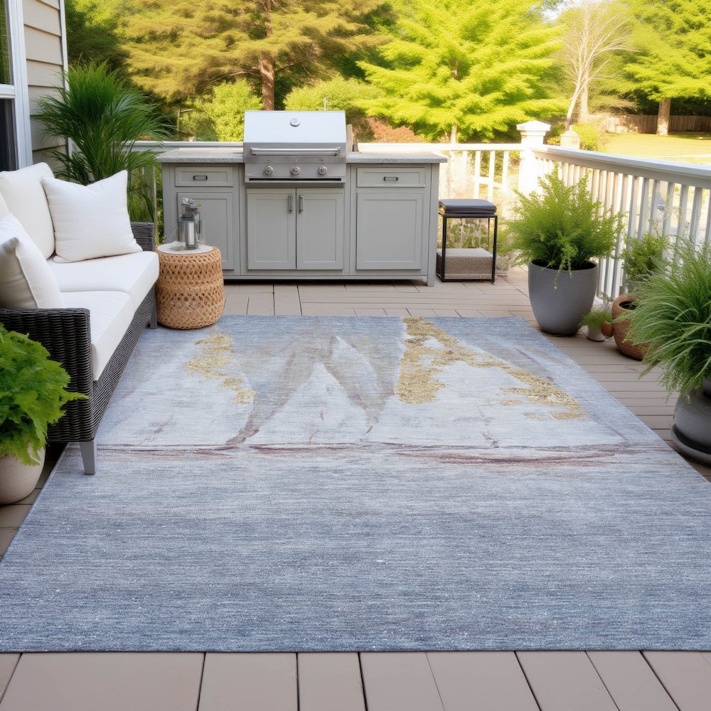 Machine Washable Indoor/Outdoor Chantille ACN2084 Blue 10' x 14' Rug