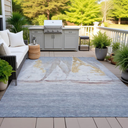 Machine Washable Indoor/Outdoor Chantille ACN2084 Blue 10' x 14' Rug
