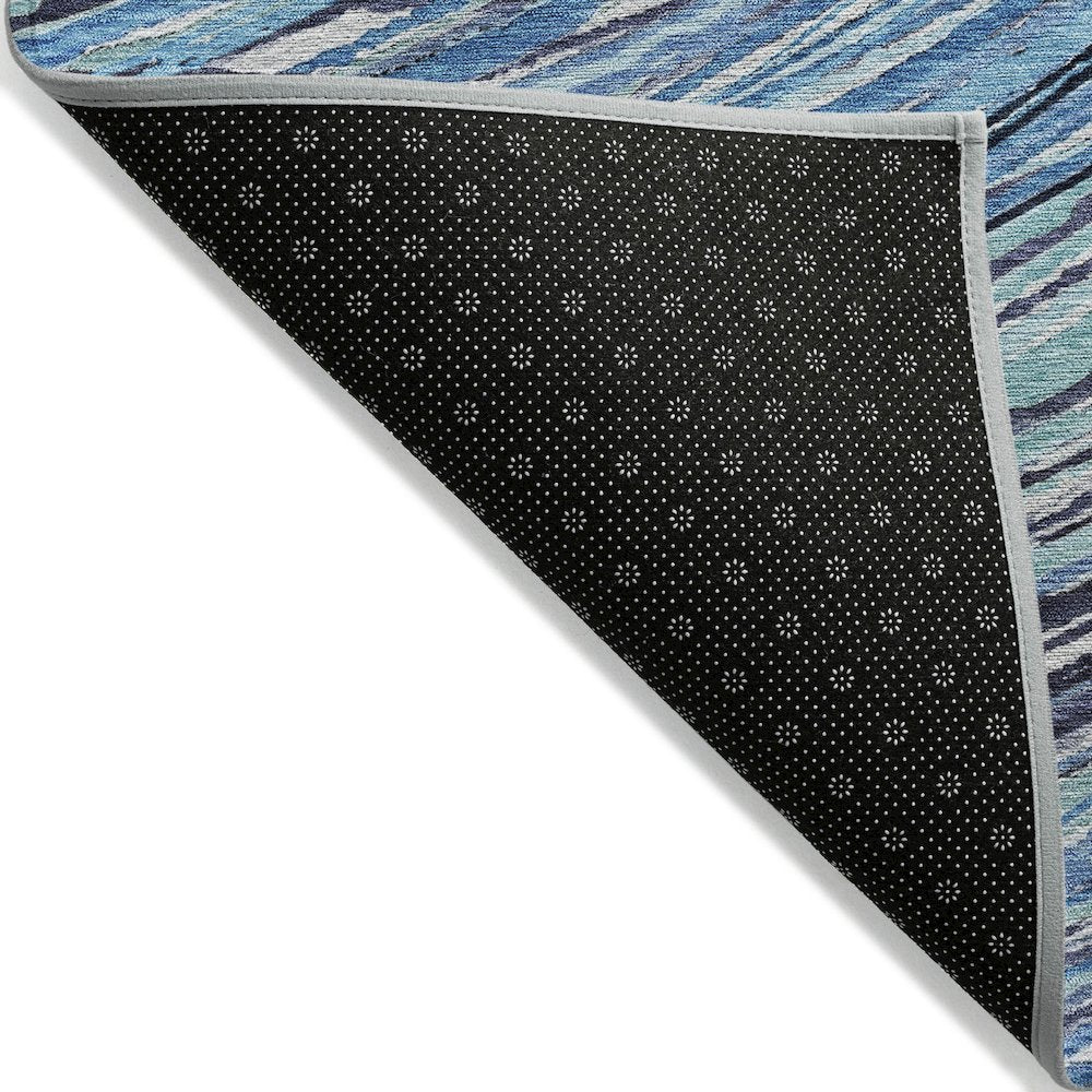 Machine Washable Indoor/Outdoor Chantille ACN2094 Blue 8' x 8' Round Rug