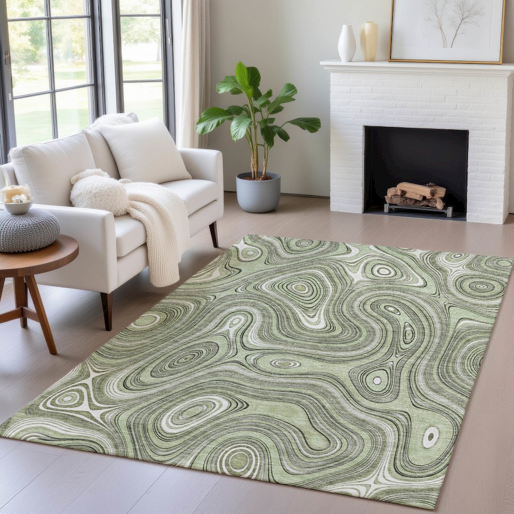 Machine Washable Indoor/Outdoor Chantille ACN2097 Aloe 10' x 14' Rug