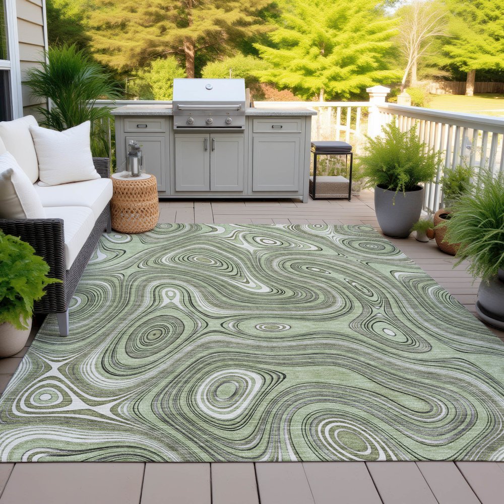 Machine Washable Indoor/Outdoor Chantille ACN2097 Aloe 10' x 14' Rug