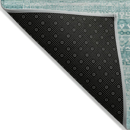 Machine Washable Indoor/Outdoor Chantille ACN2101 Aqua 8' x 8' Round Rug