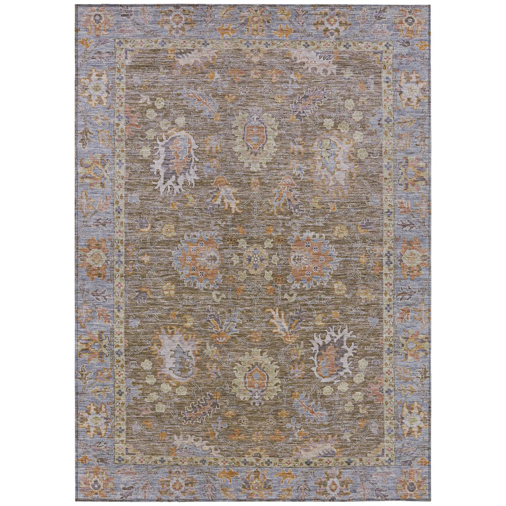 Machine Washable Indoor/Outdoor Chantille ACN2104 Brown 10' x 14' Rug