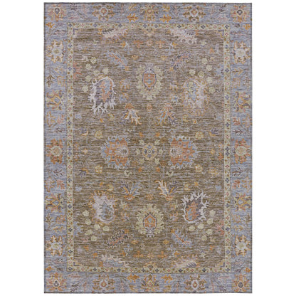 Machine Washable Indoor/Outdoor Chantille ACN2104 Brown 10' x 14' Rug