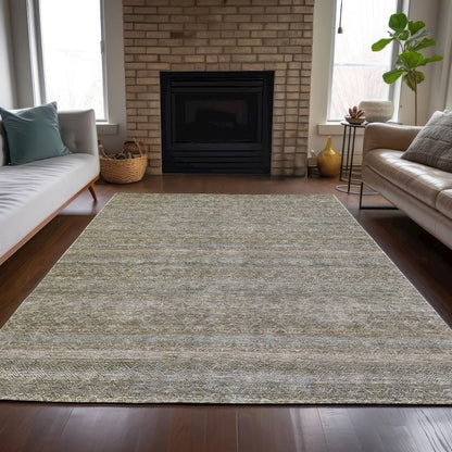 Machine Washable Indoor/Outdoor Chantille ACN2105 Khaki 10' x 14' Rug