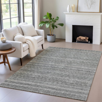 Machine Washable Indoor/Outdoor Chantille ACN2105 Pewter 10' x 14' Rug