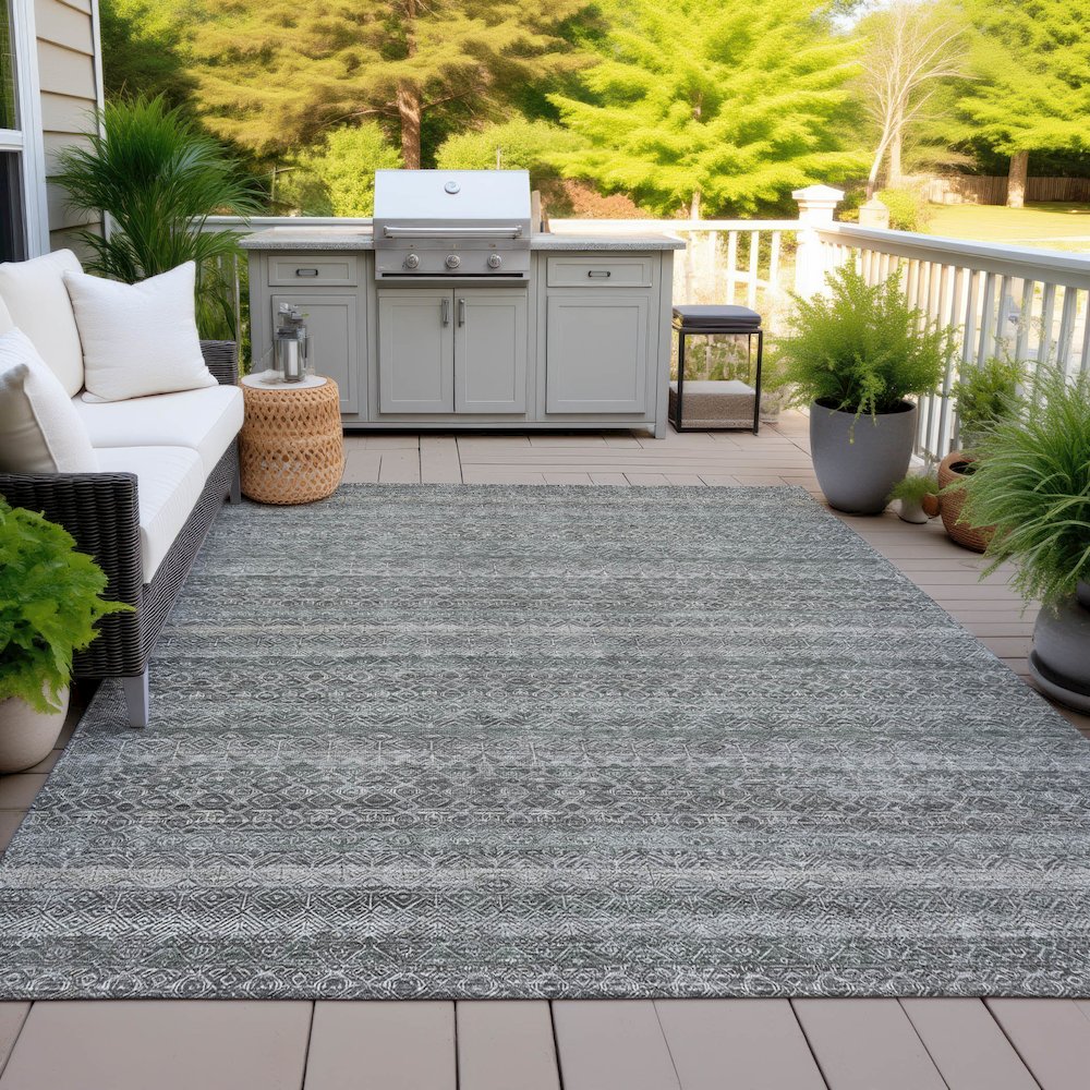 Machine Washable Indoor/Outdoor Chantille ACN2105 Pewter 10' x 14' Rug