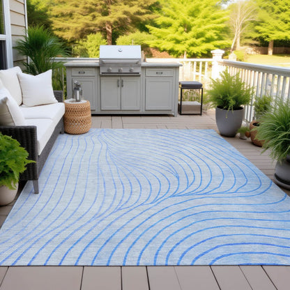 Machine Washable Indoor/Outdoor Chantille ACN2107 Blue 10' x 14' Rug