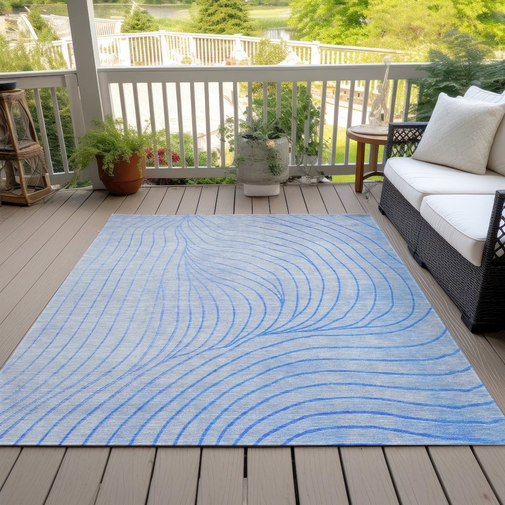 Machine Washable Indoor/Outdoor Chantille ACN2107 Blue 10' x 14' Rug