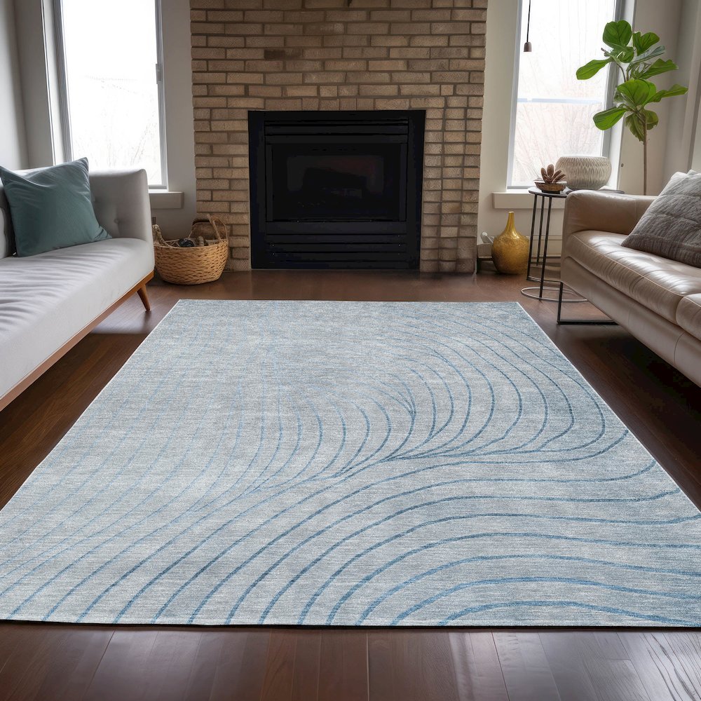 Machine Washable Indoor/Outdoor Chantille ACN2107 Sky 10' x 14' Rug