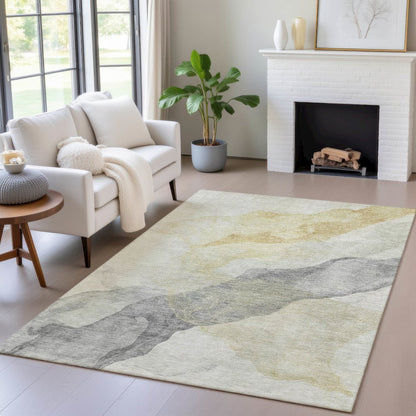 Machine Washable Indoor/Outdoor Chantille ACN2109 Beige 10' x 14' Rug