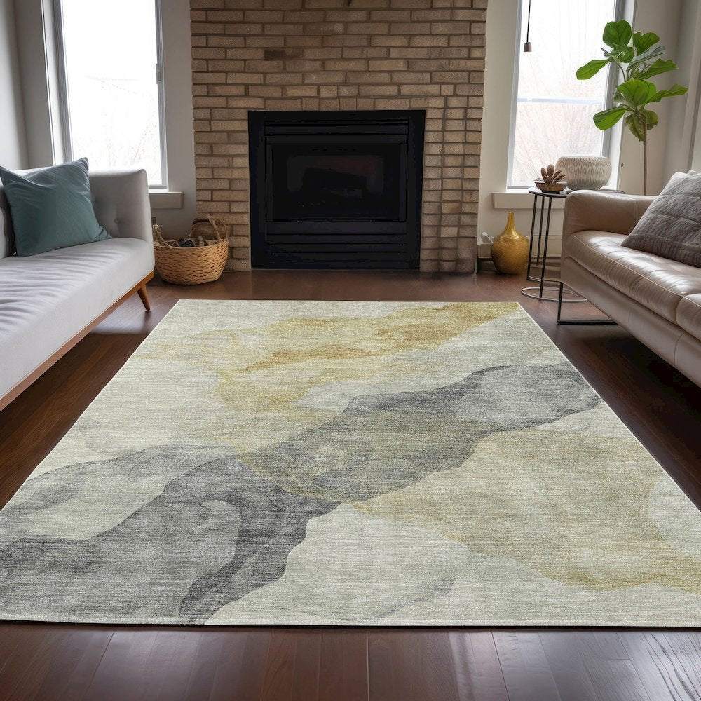 Machine Washable Indoor/Outdoor Chantille ACN2109 Beige 10' x 14' Rug