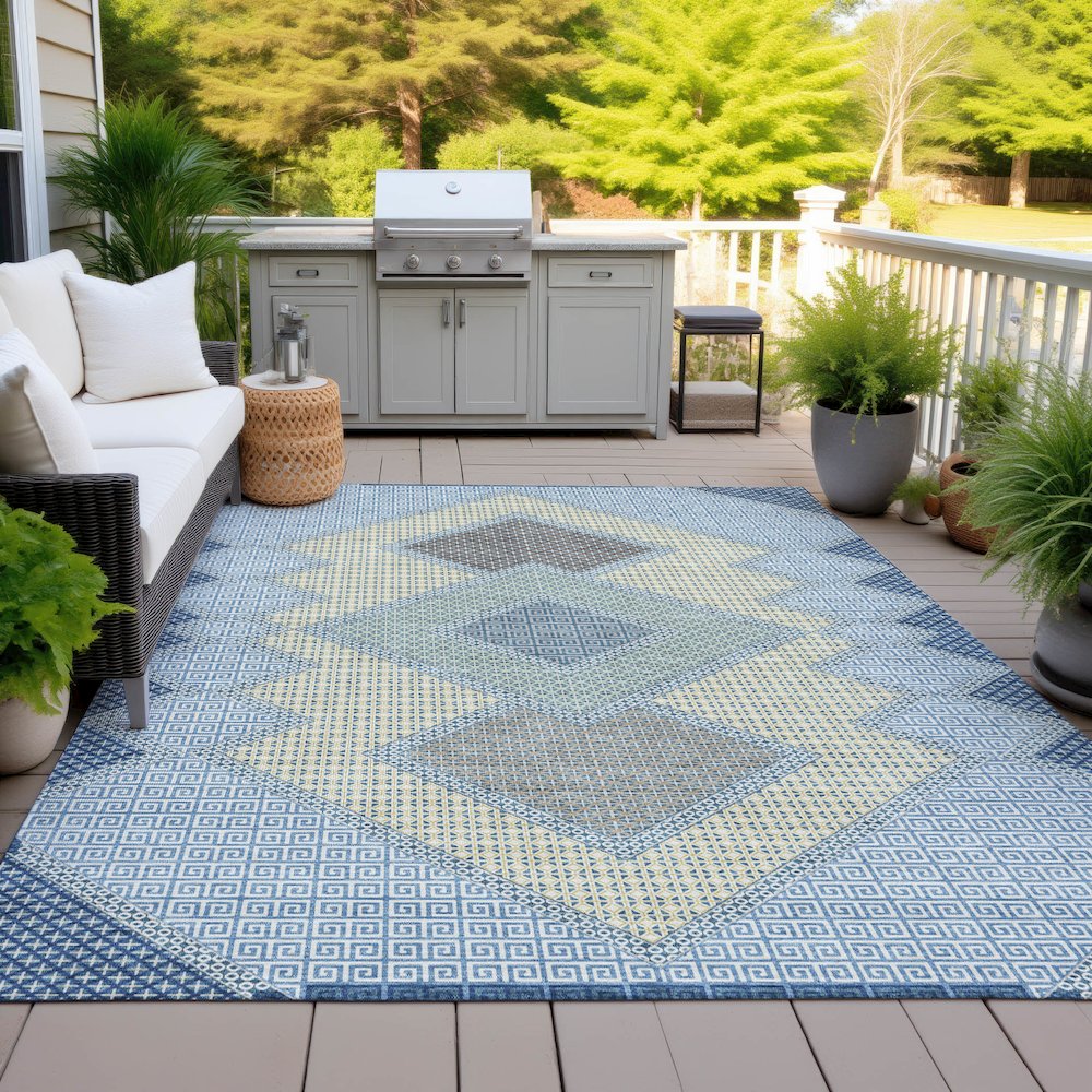 Machine Washable Indoor/Outdoor Chantille ACN2111 Denim 10' x 14' Rug