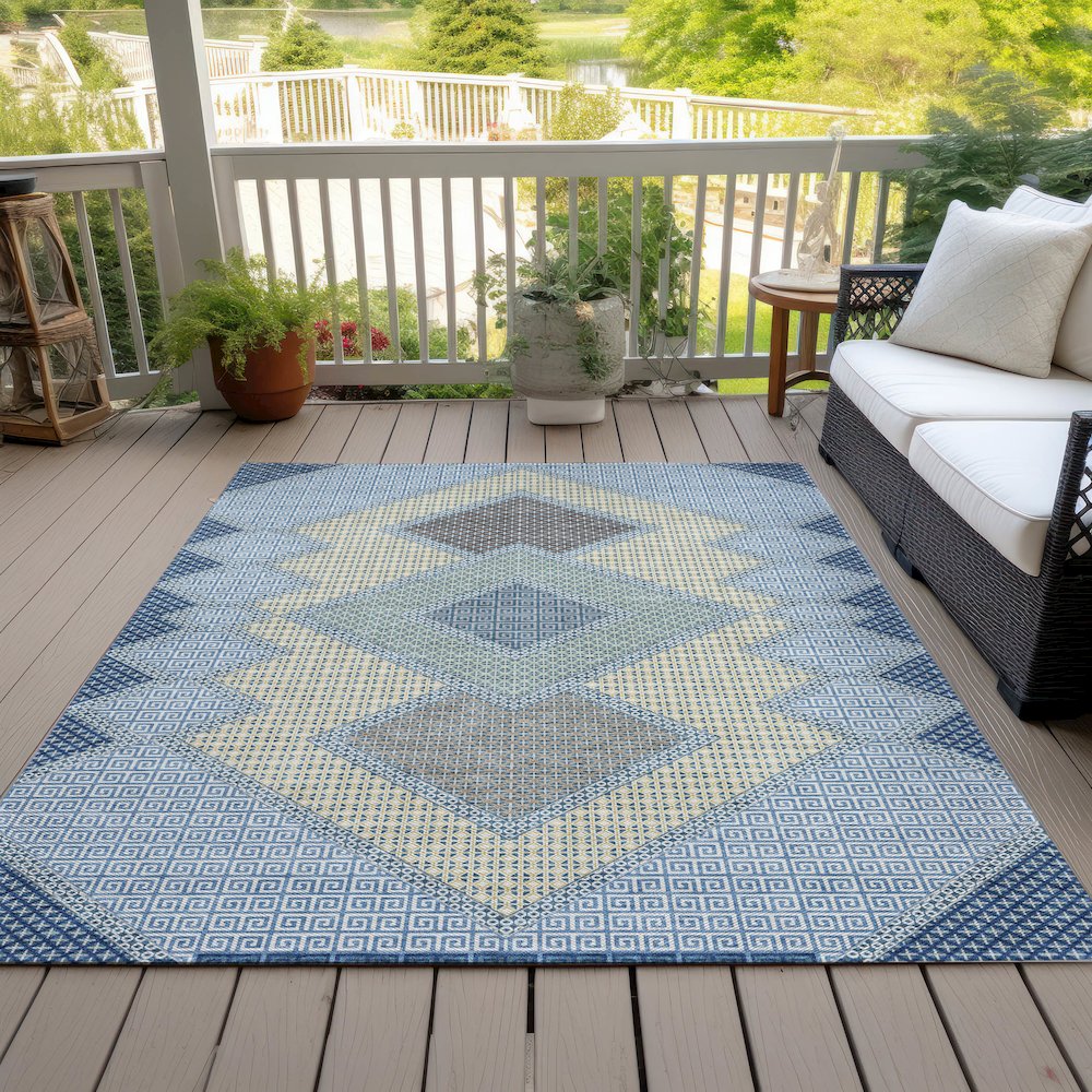 Machine Washable Indoor/Outdoor Chantille ACN2111 Denim 10' x 14' Rug