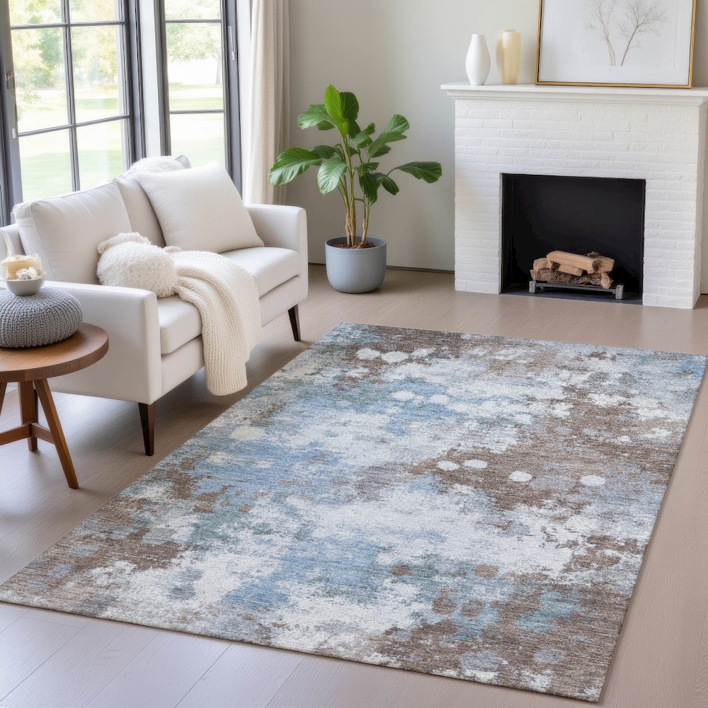 Machine Washable Indoor/Outdoor Chantille ACN2114 Brown 10' x 14' Rug