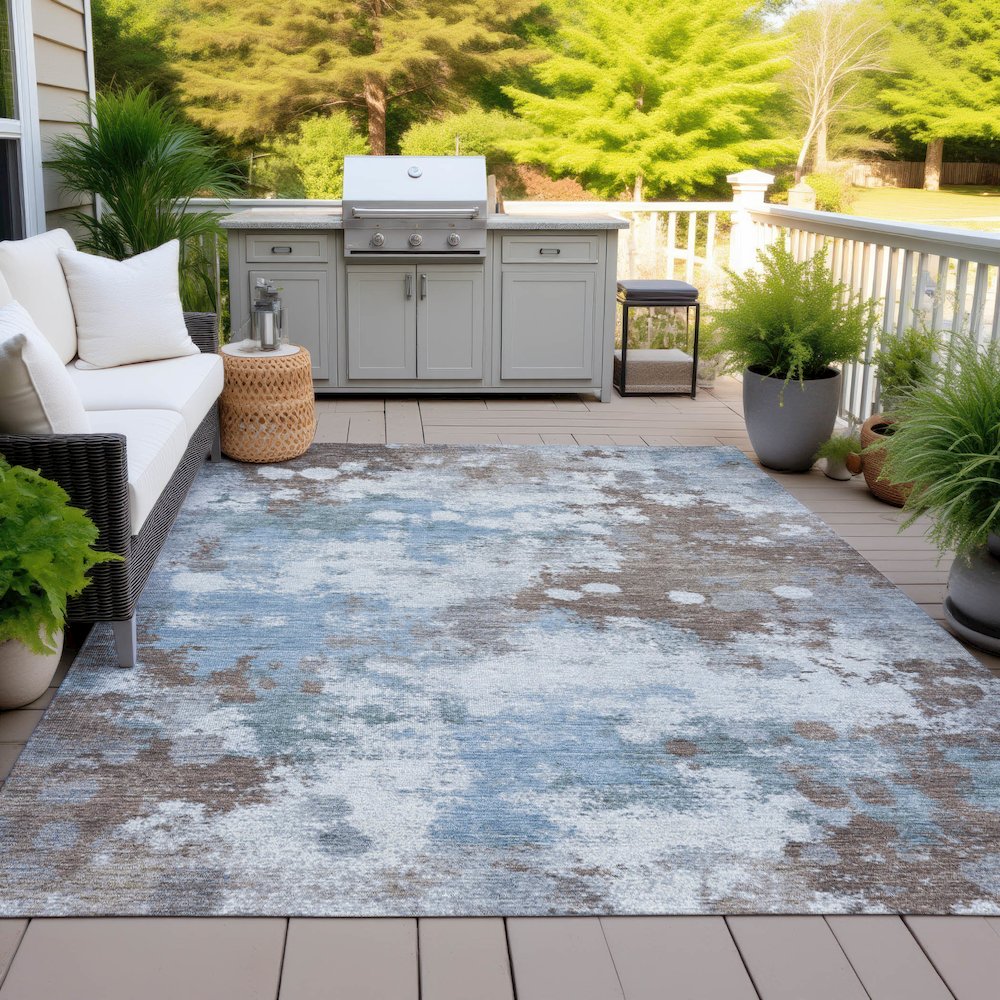 Machine Washable Indoor/Outdoor Chantille ACN2114 Brown 10' x 14' Rug