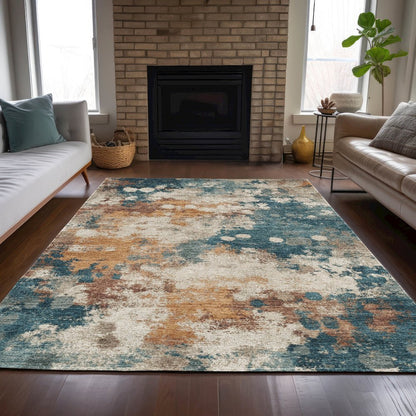 Machine Washable Indoor/Outdoor Chantille ACN2114 Teal 10' x 14' Rug