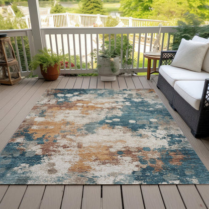 Machine Washable Indoor/Outdoor Chantille ACN2114 Teal 10' x 14' Rug