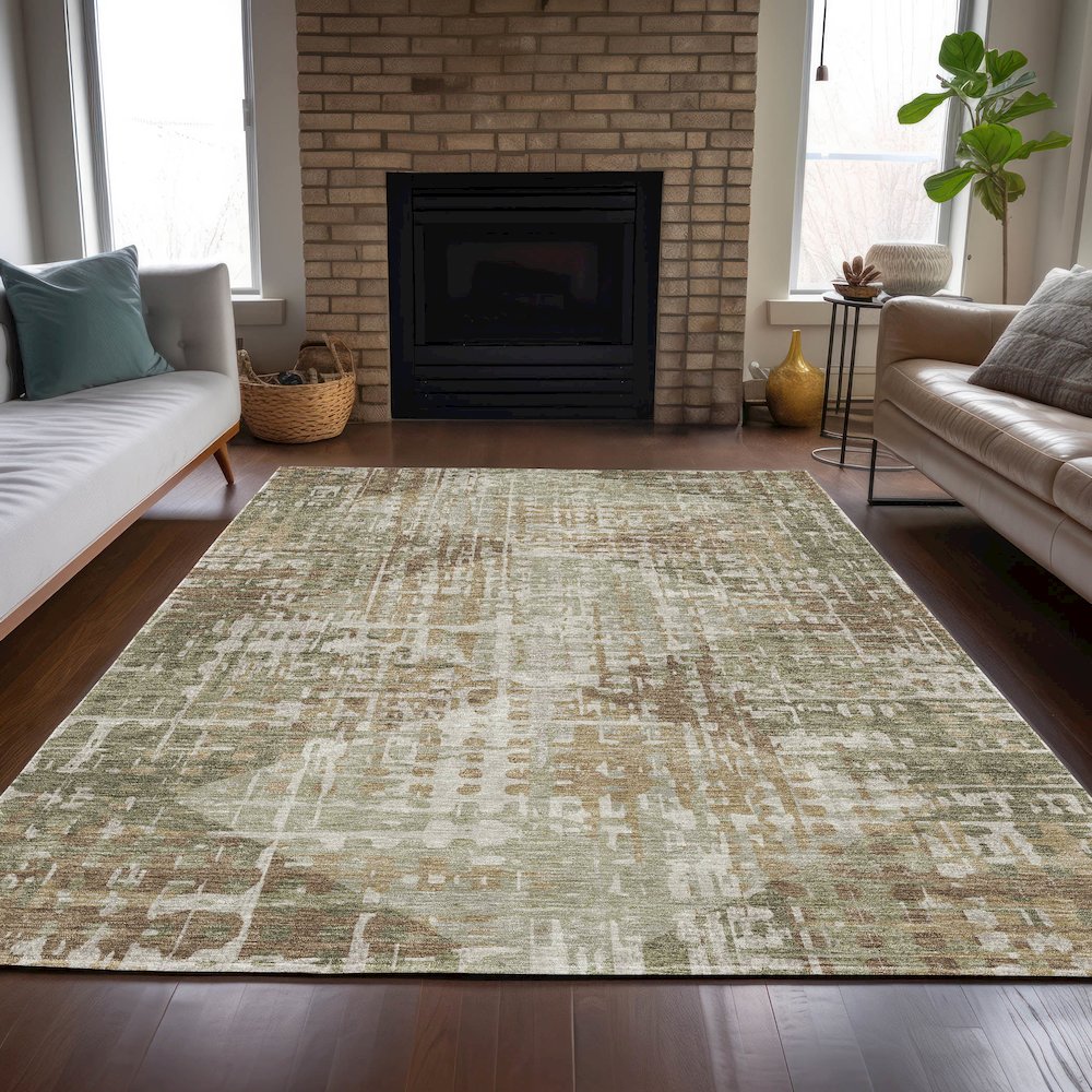 Machine Washable Indoor/Outdoor Chantille ACN2116 Fern 10' x 14' Rug