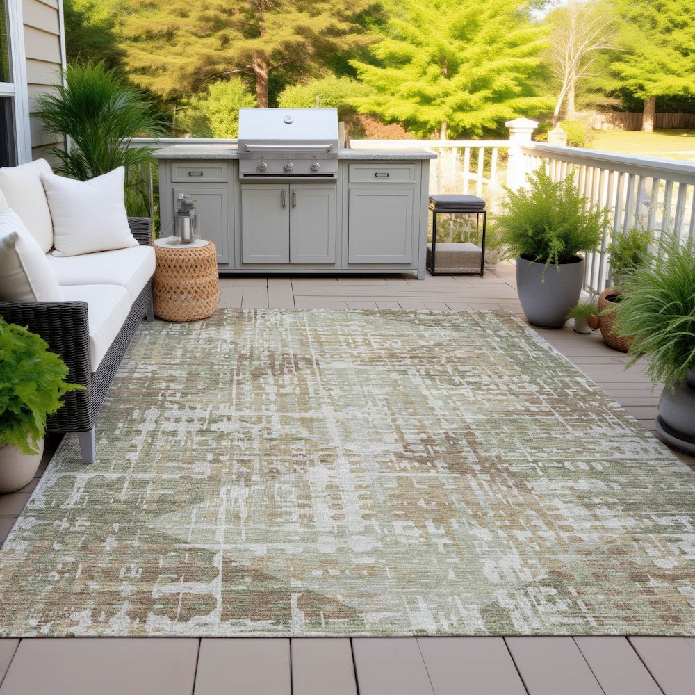 Machine Washable Indoor/Outdoor Chantille ACN2116 Fern 10' x 14' Rug