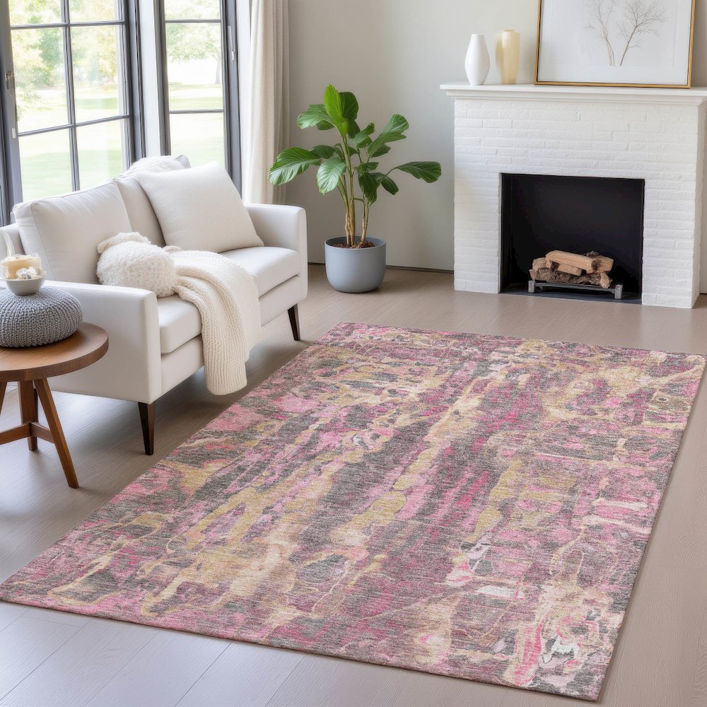Machine Washable Indoor/Outdoor Chantille ACN2120 Blush 10' x 14' Rug