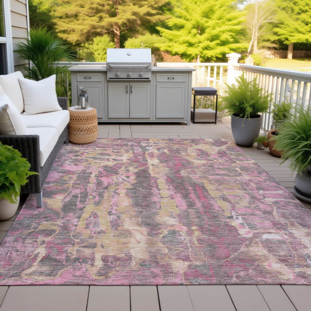 Machine Washable Indoor/Outdoor Chantille ACN2120 Blush 10' x 14' Rug