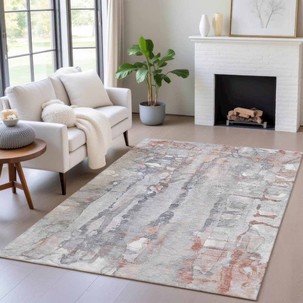 Machine Washable Indoor/Outdoor Chantille ACN2120 Copper 10' x 14' Rug