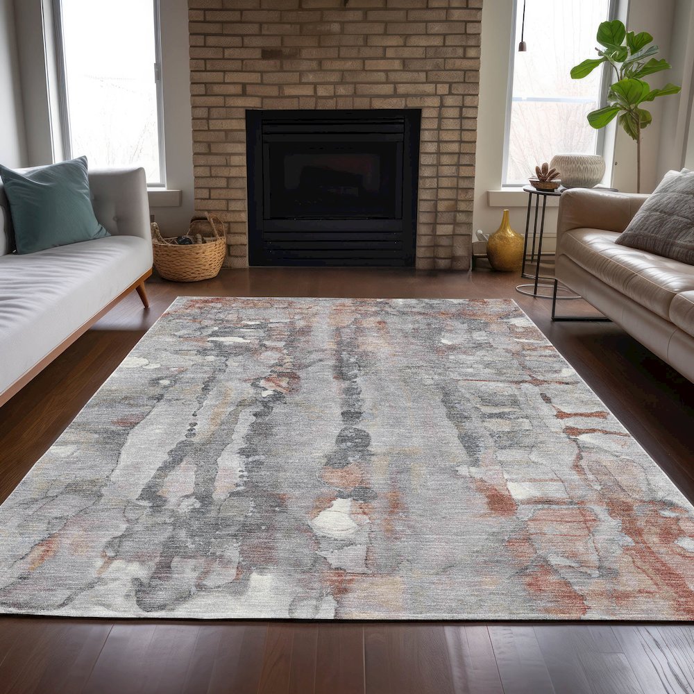Machine Washable Indoor/Outdoor Chantille ACN2120 Copper 10' x 14' Rug