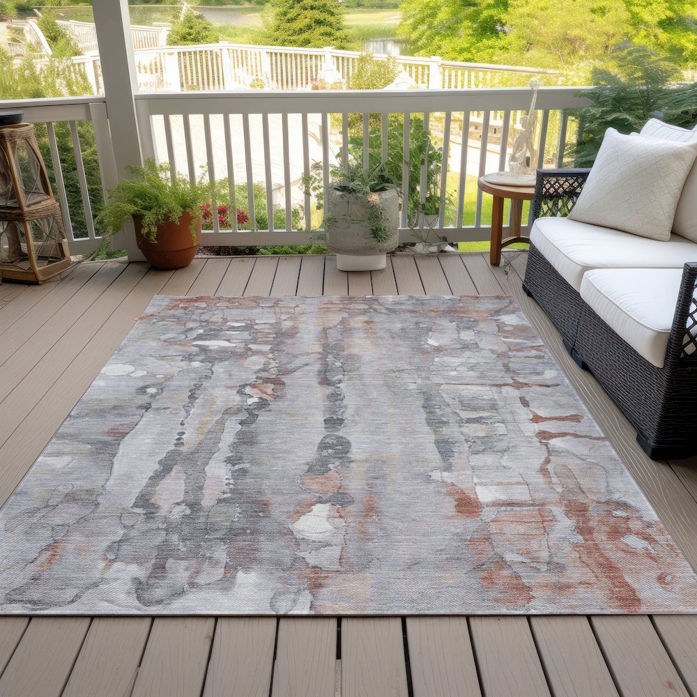 Machine Washable Indoor/Outdoor Chantille ACN2120 Copper 10' x 14' Rug