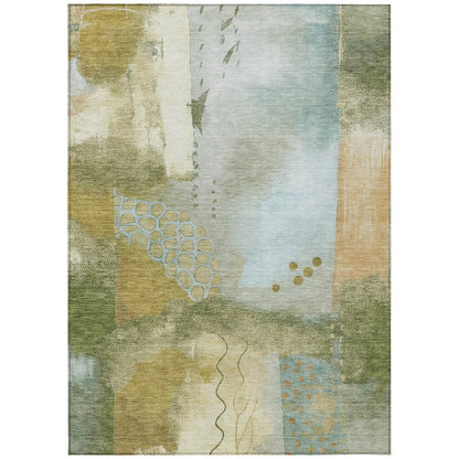 Machine Washable Indoor/Outdoor Chantille ACN2127 Green 10' x 14' Rug