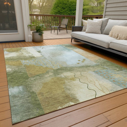 Machine Washable Indoor/Outdoor Chantille ACN2127 Green 10' x 14' Rug