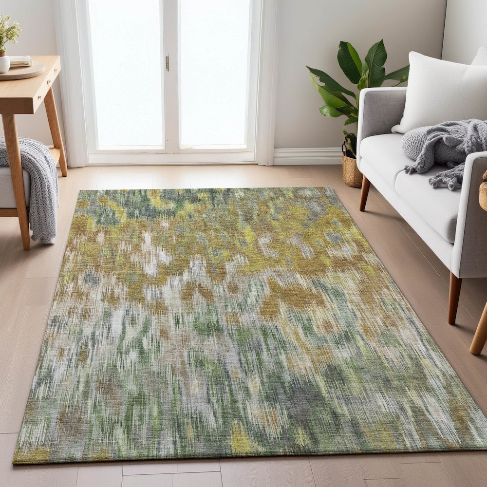 Machine Washable Indoor/Outdoor Chantille ACN2129 Brown 10' x 14' Rug