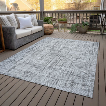 Machine Washable Indoor/Outdoor Chantille ACN2130 Gray 10' x 14' Rug