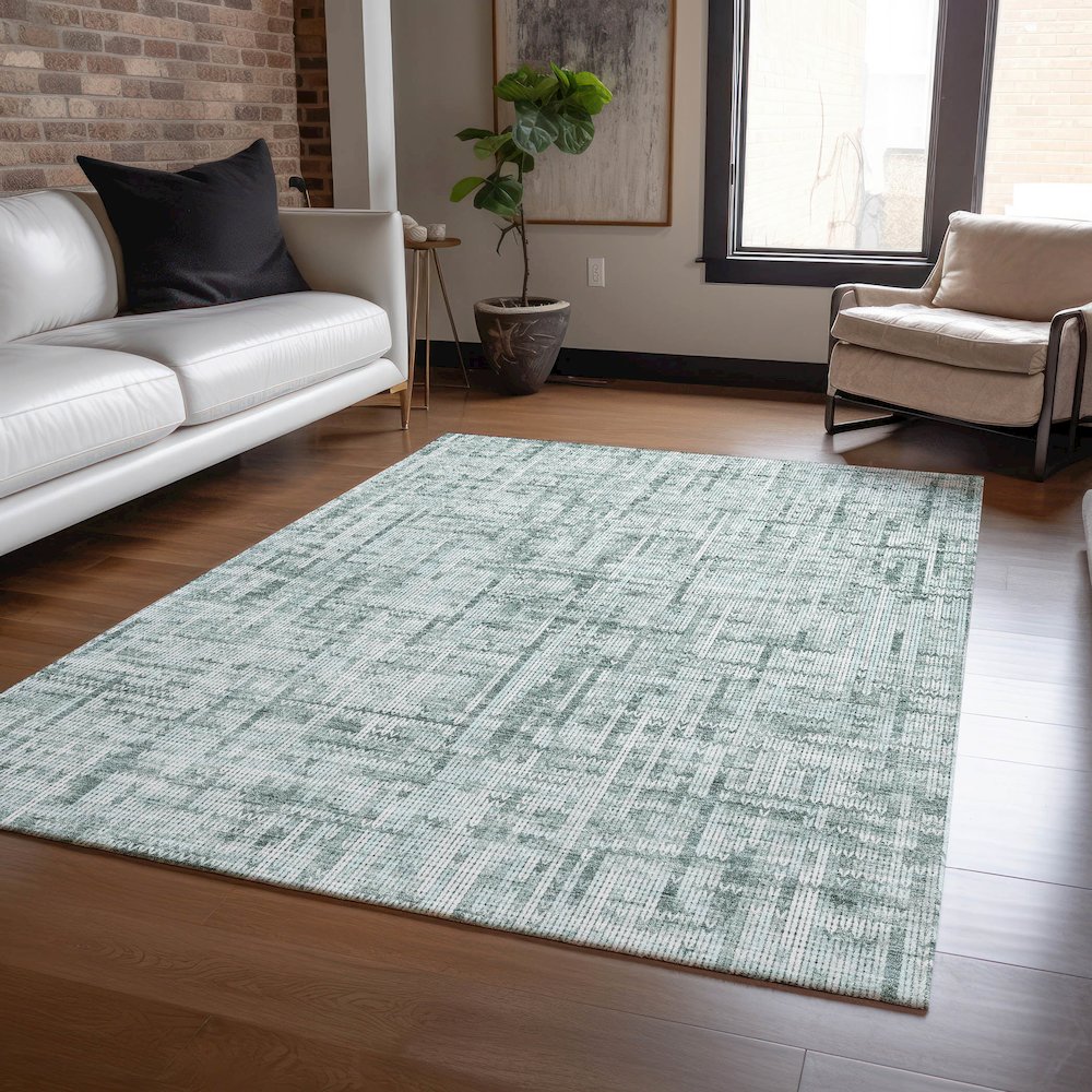 Machine Washable Indoor/Outdoor Chantille ACN2130 Teal 10' x 14' Rug