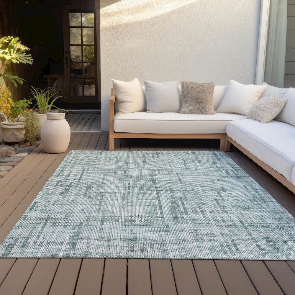 Machine Washable Indoor/Outdoor Chantille ACN2130 Teal 10' x 14' Rug