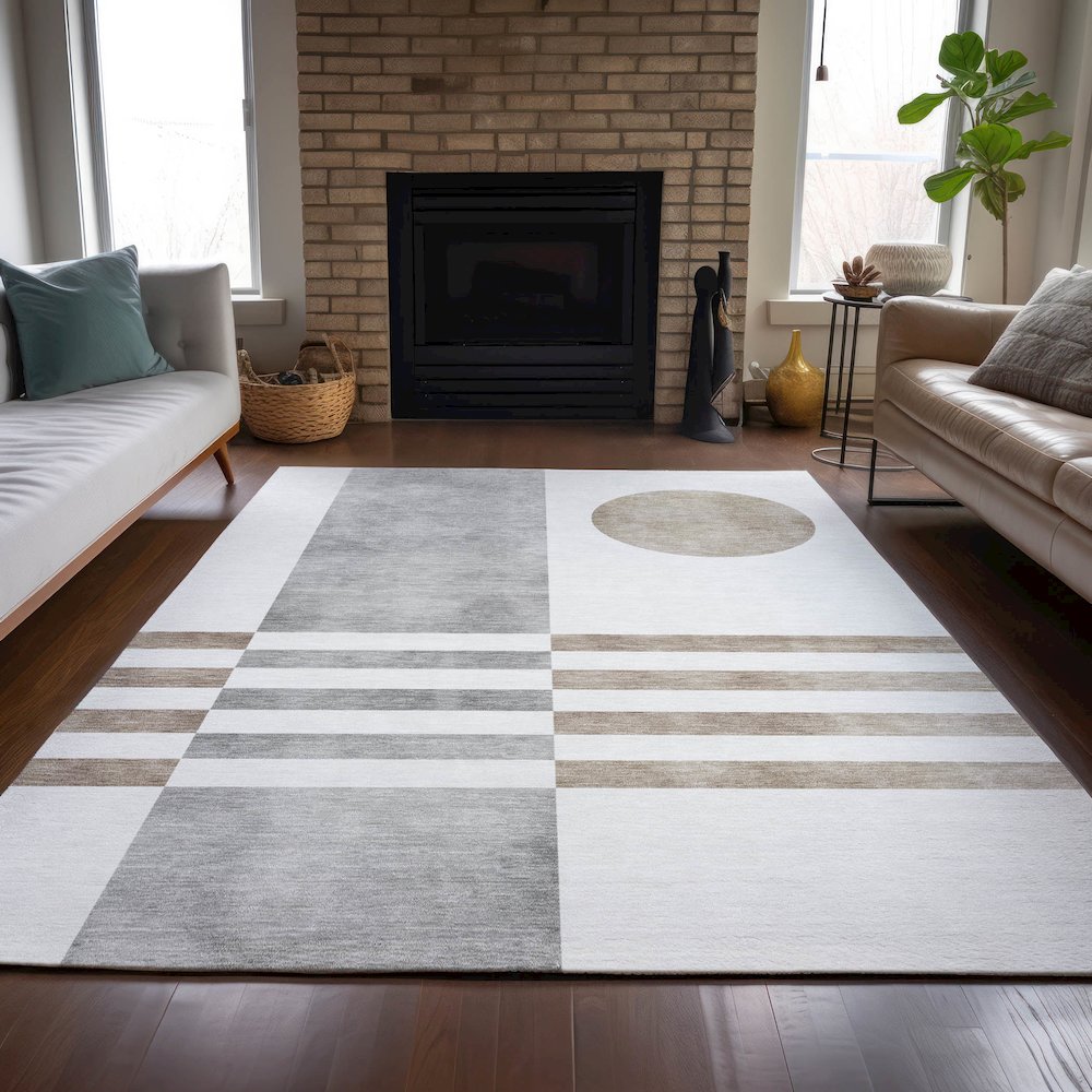 Machine Washable Indoor/Outdoor Chantille ACN2131 Ivory 10' x 14' Rug
