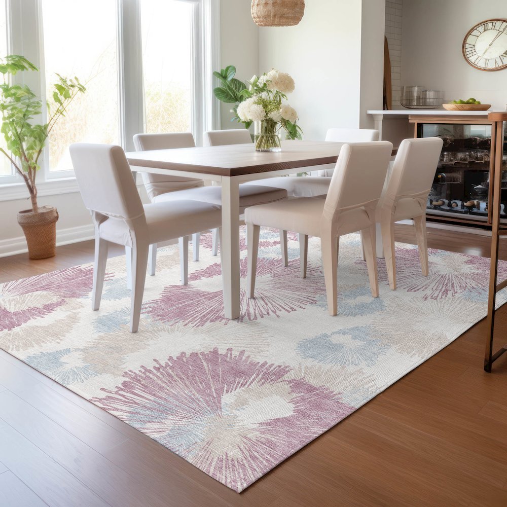 Machine Washable Indoor/Outdoor Chantille ACN2132 Blush 10' x 14' Rug