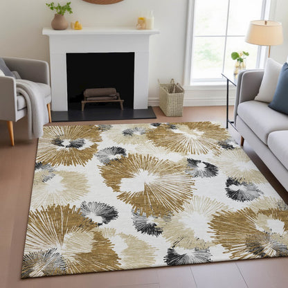 Machine Washable Indoor/Outdoor Chantille ACN2132 Chocolate 10' x 14' Rug