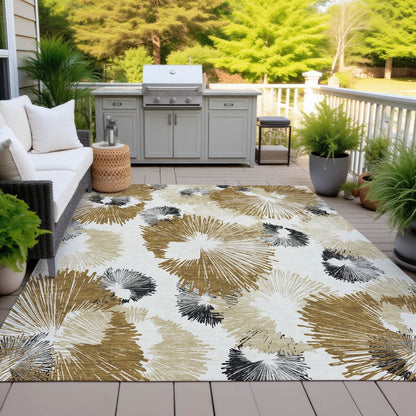 Machine Washable Indoor/Outdoor Chantille ACN2132 Chocolate 10' x 14' Rug