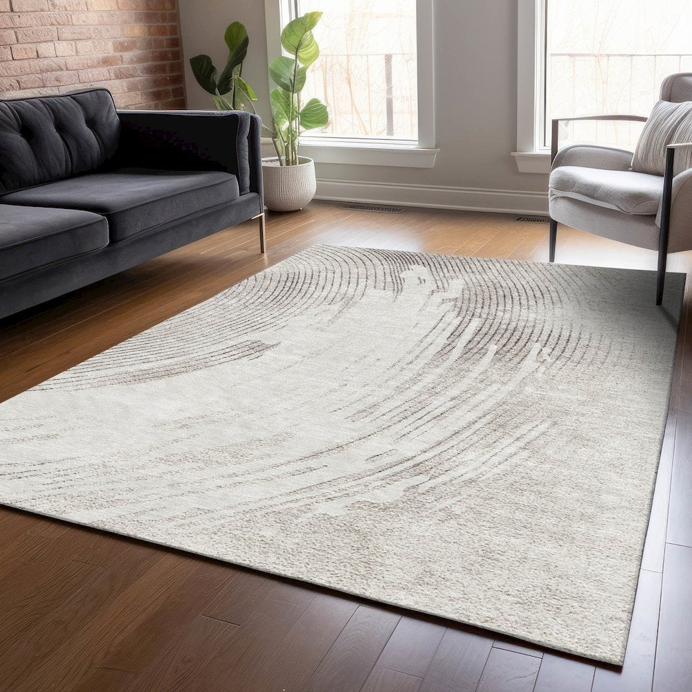 Machine Washable Indoor/Outdoor Chantille ACN2133 Ivory 10' x 14' Rug