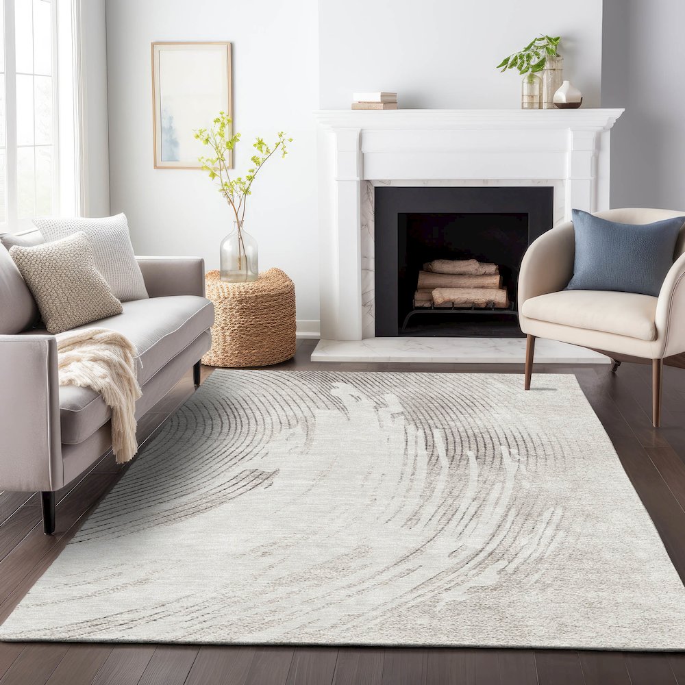 Machine Washable Indoor/Outdoor Chantille ACN2133 Ivory 10' x 14' Rug