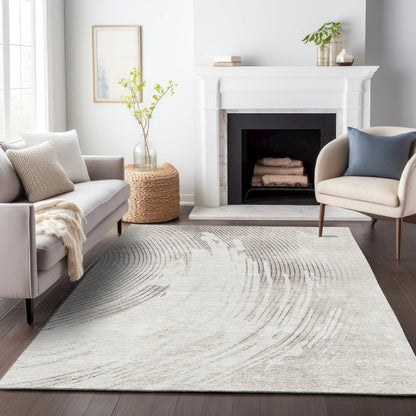 Machine Washable Indoor/Outdoor Chantille ACN2133 Ivory 10' x 14' Rug