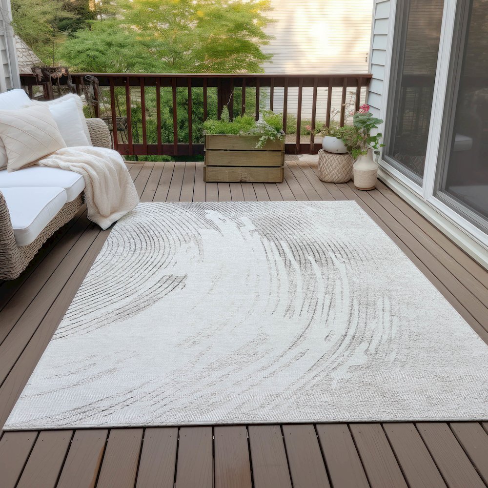 Machine Washable Indoor/Outdoor Chantille ACN2133 Ivory 10' x 14' Rug